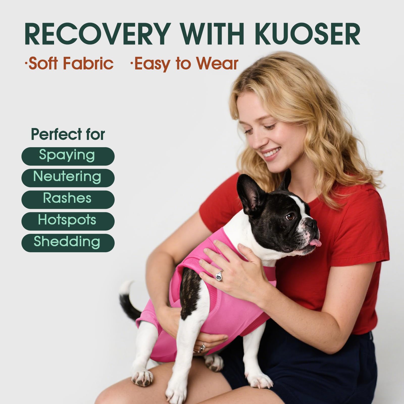 Kuoser anti-pinch puller on zipper reduces skin irritation during dressing.