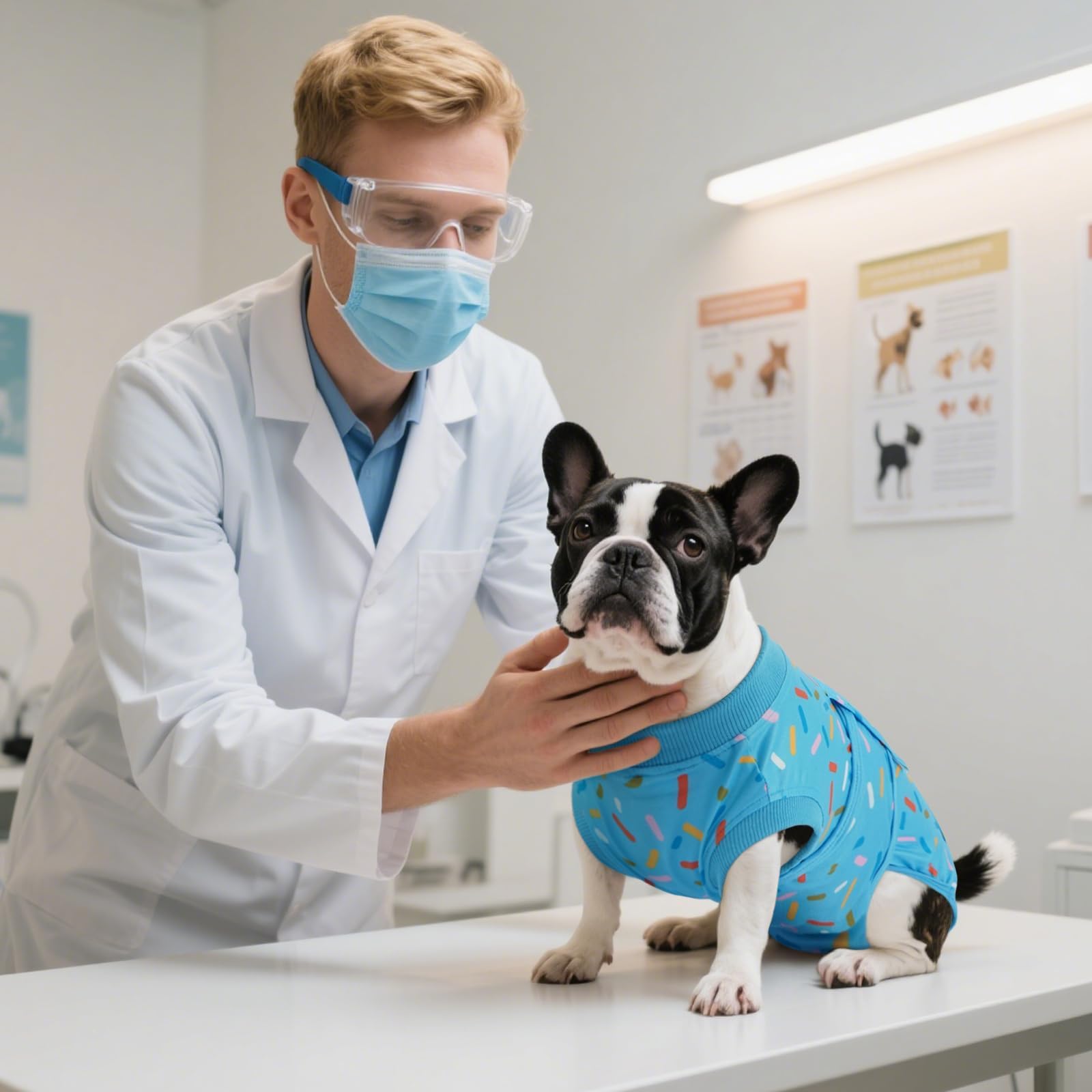 Kuoser dog surgery suit wound protection image demonstrates coverage to deter licking and scratching.