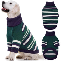 Kuoser dog sweater 2xl green navy stripes worn for warmth and festive style