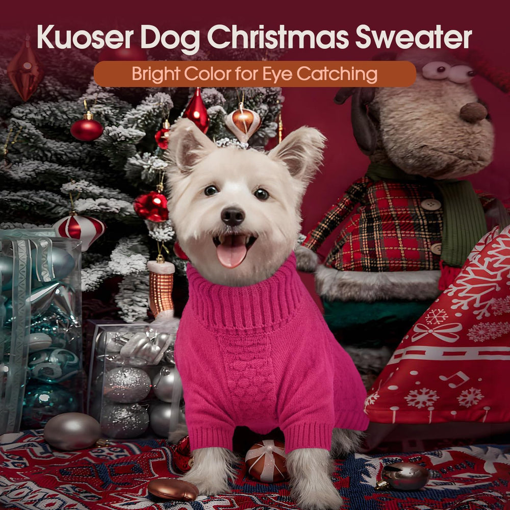 High-belly cut on Kuoser dog sweater supports easy potty breaks