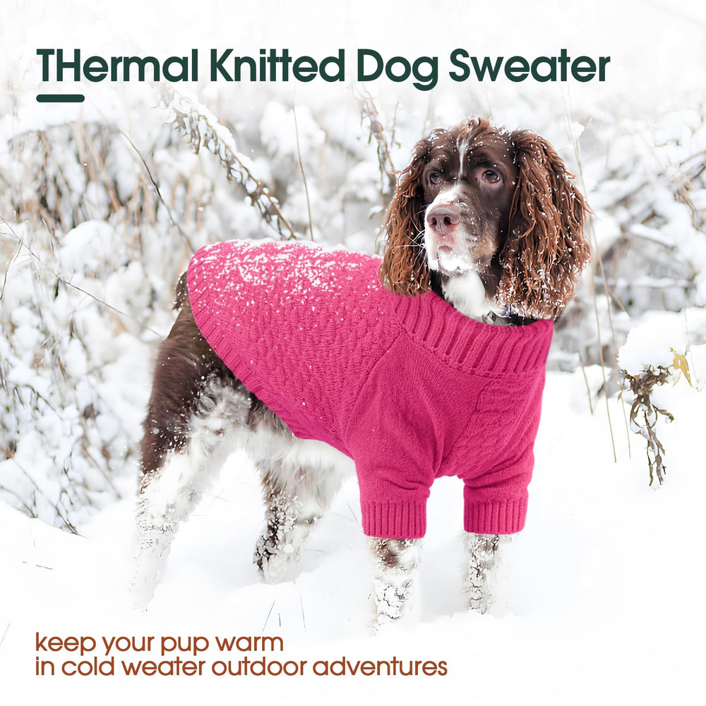 Festive Kuoser dog sweater worn during a holiday indoor walk