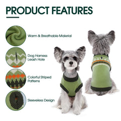 Kuoser dog sweater leash hole detail shows safe, easy leash access