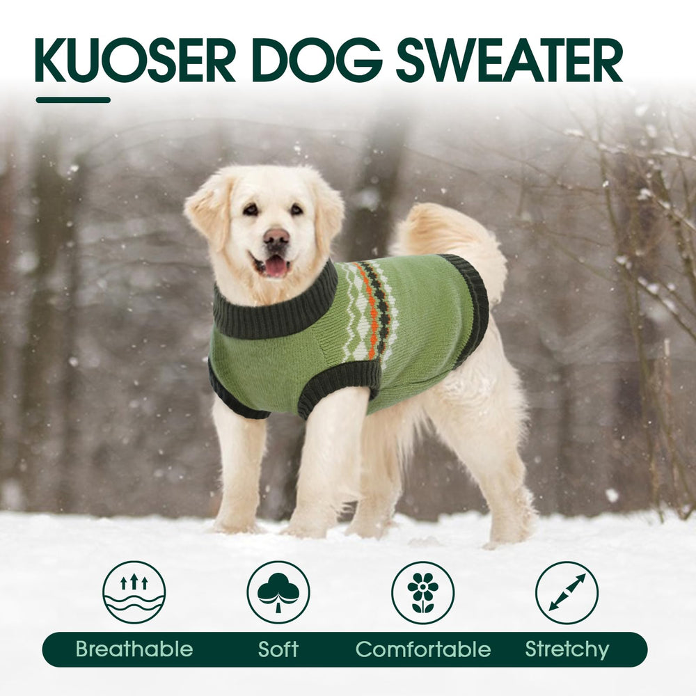 Kuoser dog sweater outdoor action shot showcases warm winter outerwear