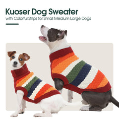 Kuoser dog sweater red cable-knit close-up highlighting soft texture for daily wear.