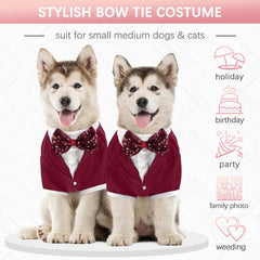 Kuoser dog tuxedo red fabric closeup highlights soft, washable material.