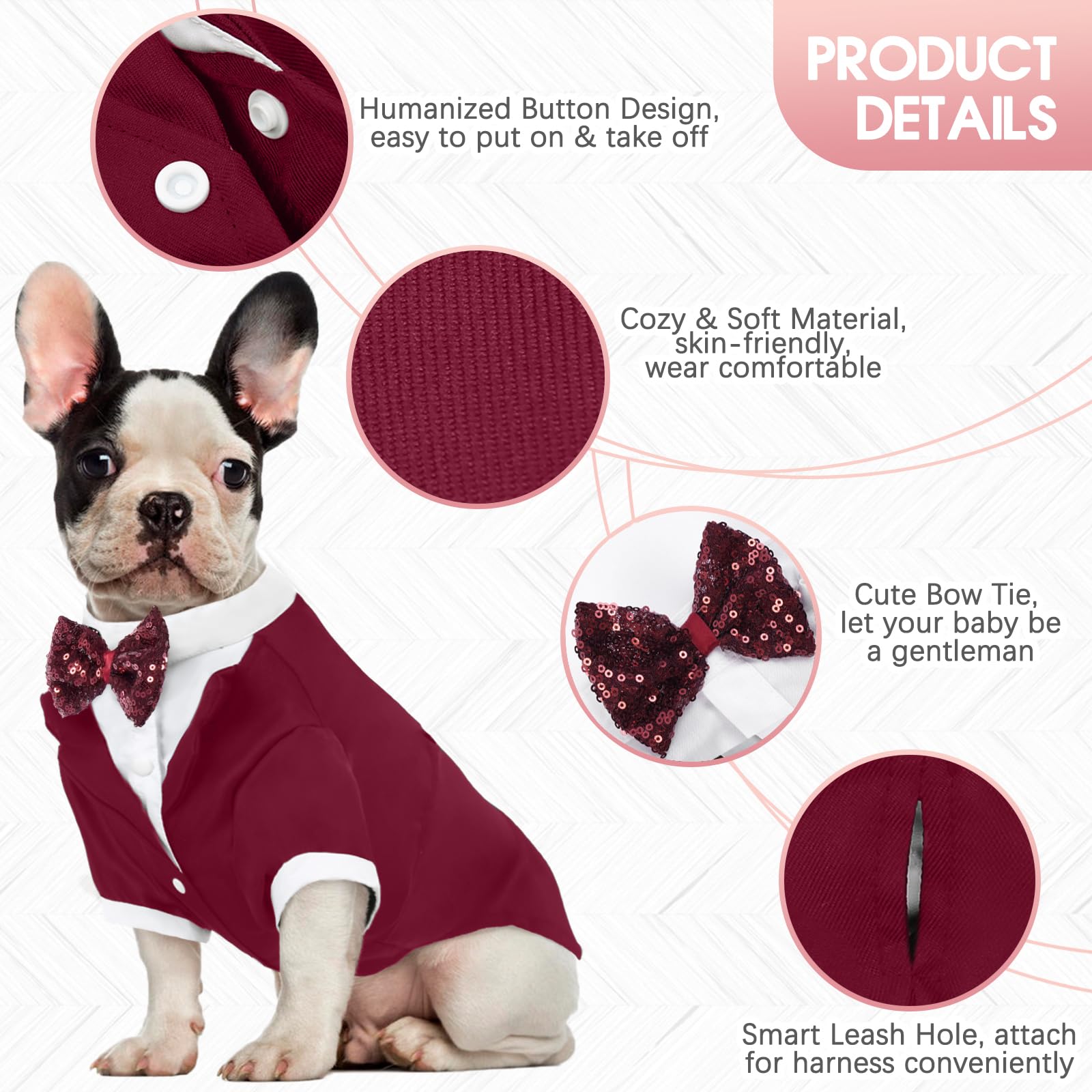 Kuoser dog tuxedo red on-dog wedding look for photo-ready occasions.