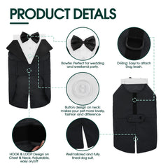 Kuoser dog tuxedo velcro closure closeup shows easy on/off for busy families.