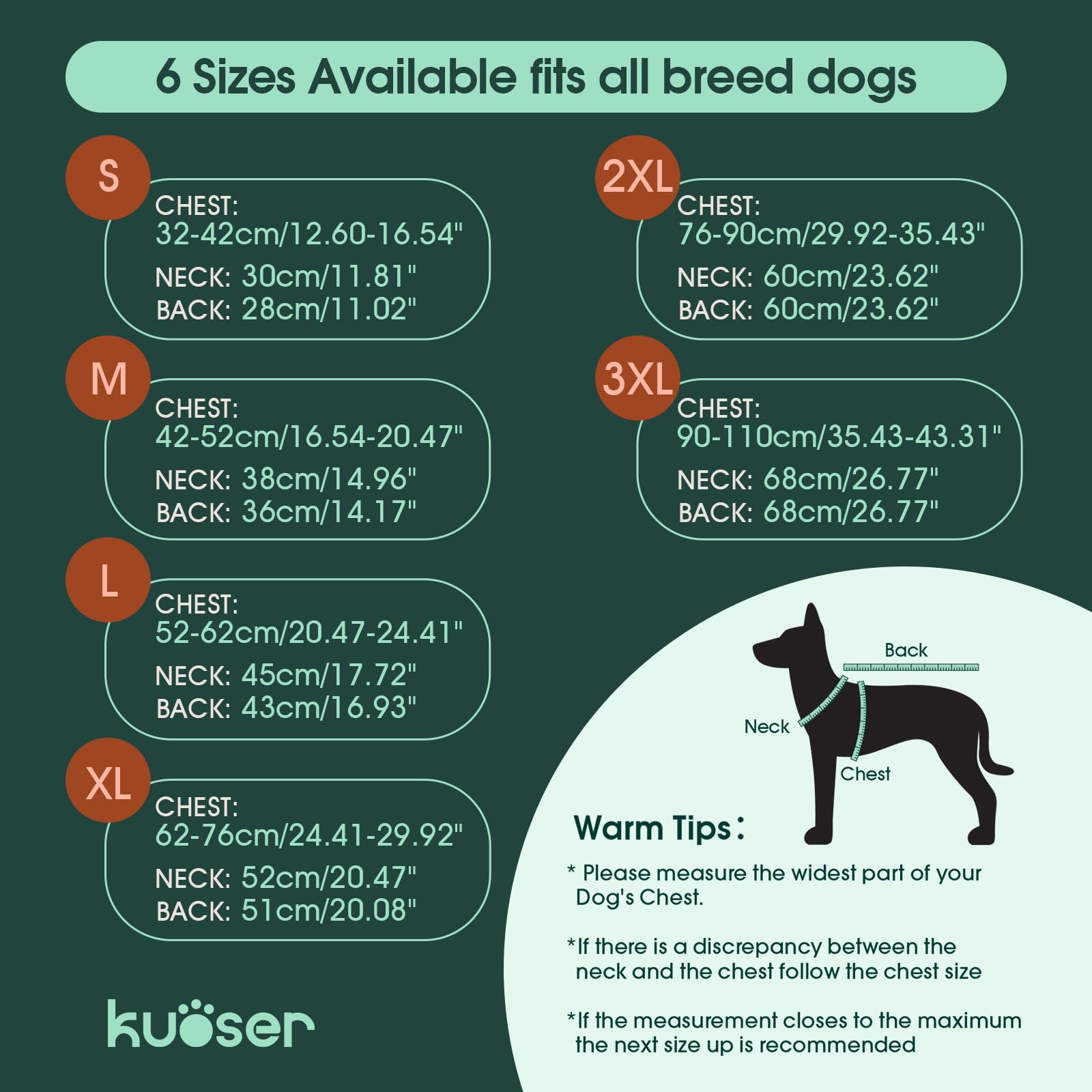 Kuoser harness-hole detail shows easy leash-compatible, secure fit