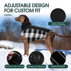 Kuoser dog winter coat leash hole for easy harness integration.