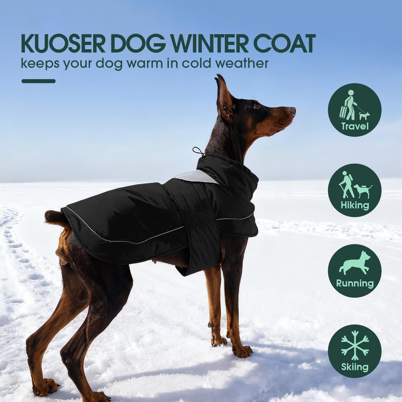 Kuoser waterproof windproof fabric keeps dogs dry during rain or snow