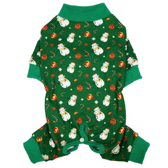 Kuoser dog winter pajamas green four-legged design keeps dogs warm and comfy for play.
