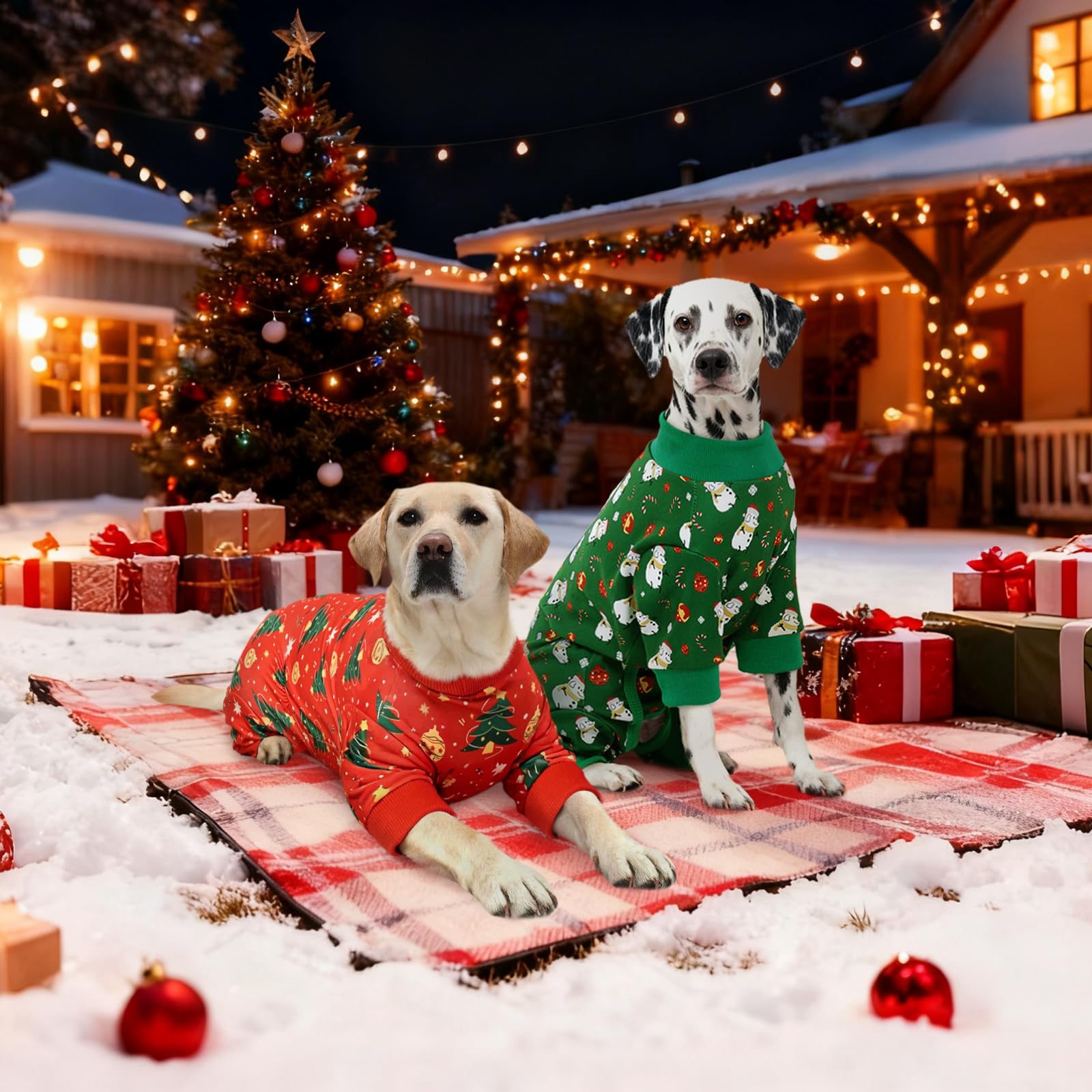 Kuoser dog winter pajamas green size-friendly range fits many breeds.