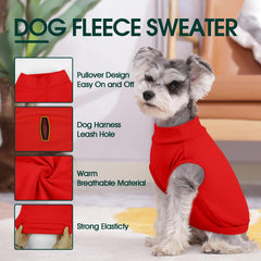 Kuoser fleece dog sweater with back leash hole offers easy leash access.