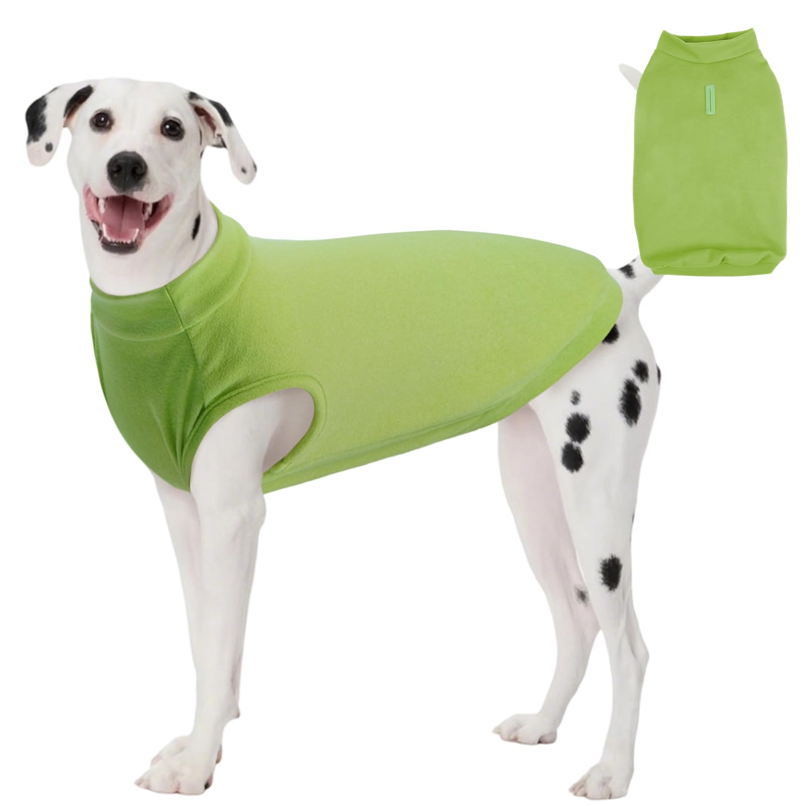 Kuoser fleece dog sweater large green front view—cozy warmth for chilly walks.