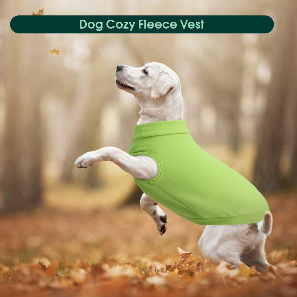 Kuoser fleece dog sweater large green leash-hole back—convenient daily walks.