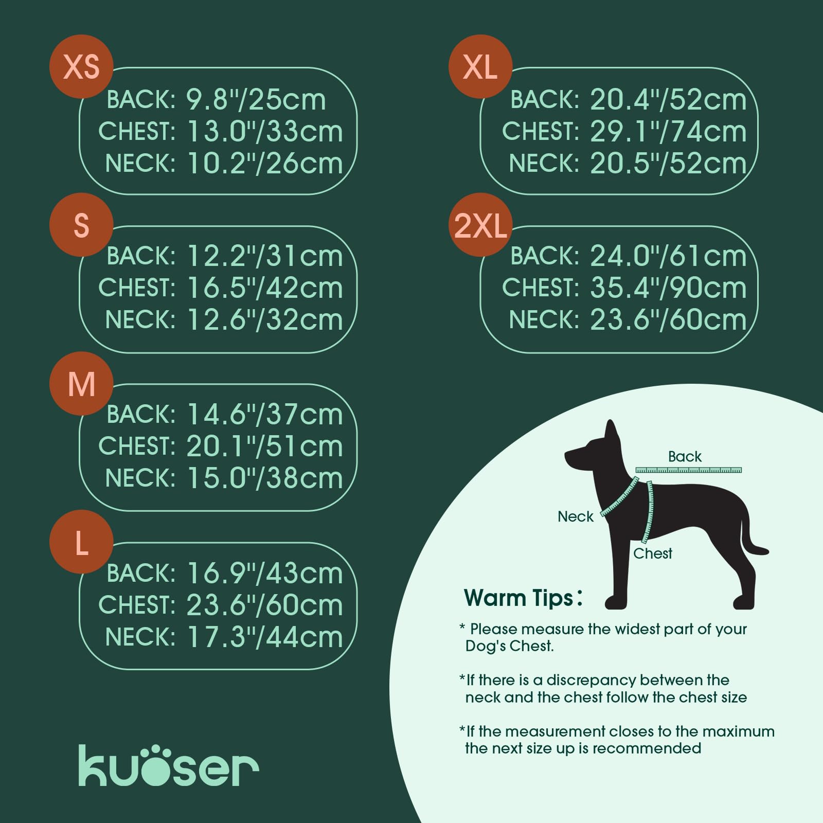 Kuoser Fullbody back-zipper harness view demonstrates easy on/off and built-in leash access.