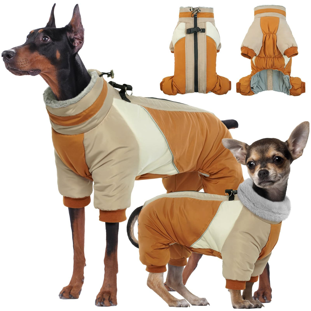Kuoser Fullbody dog coat warmth closeup highlights thick fiber keeping small dogs cozy on cold walks.
