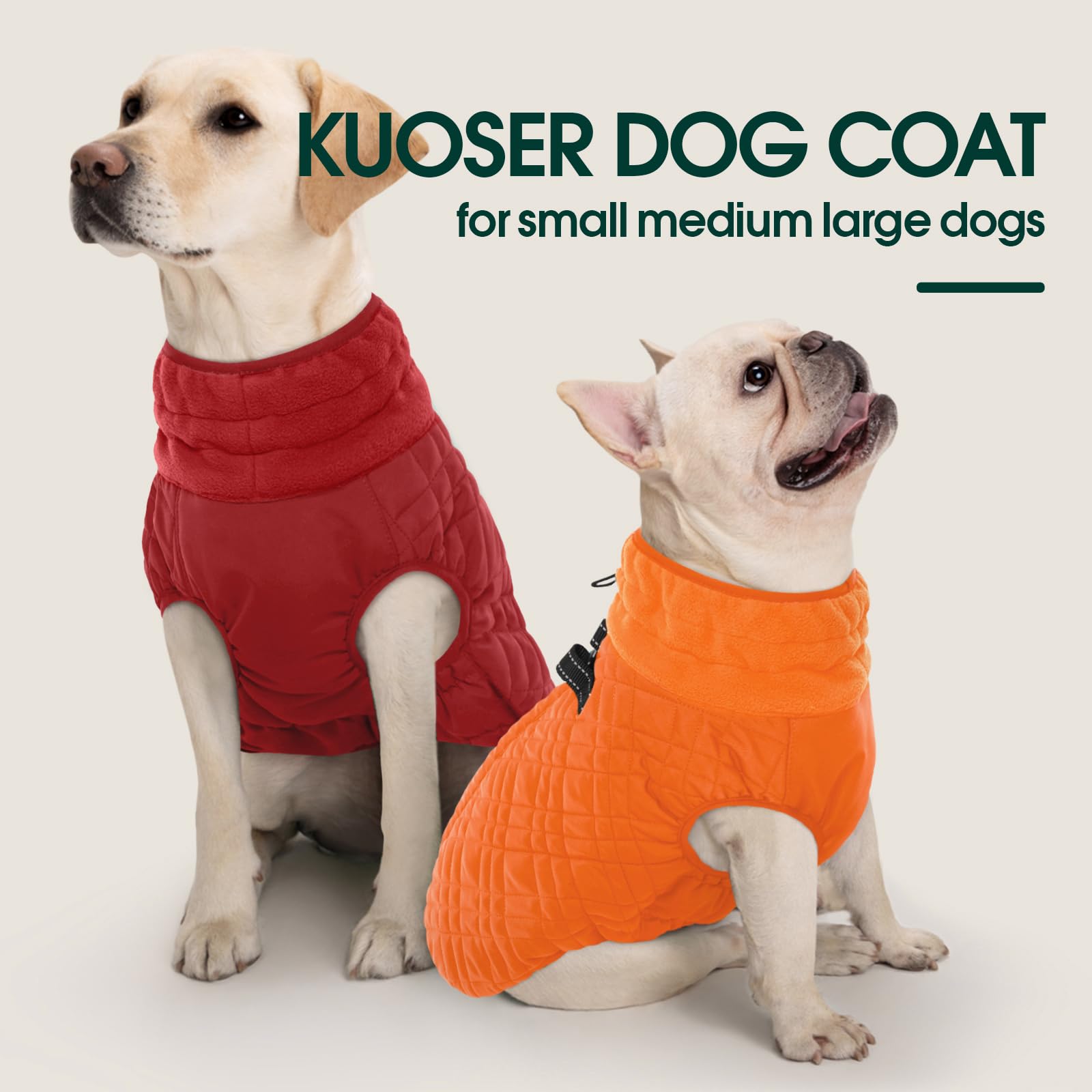 Kuoser machine-washable dog jacket for simple cleanup after adventures.