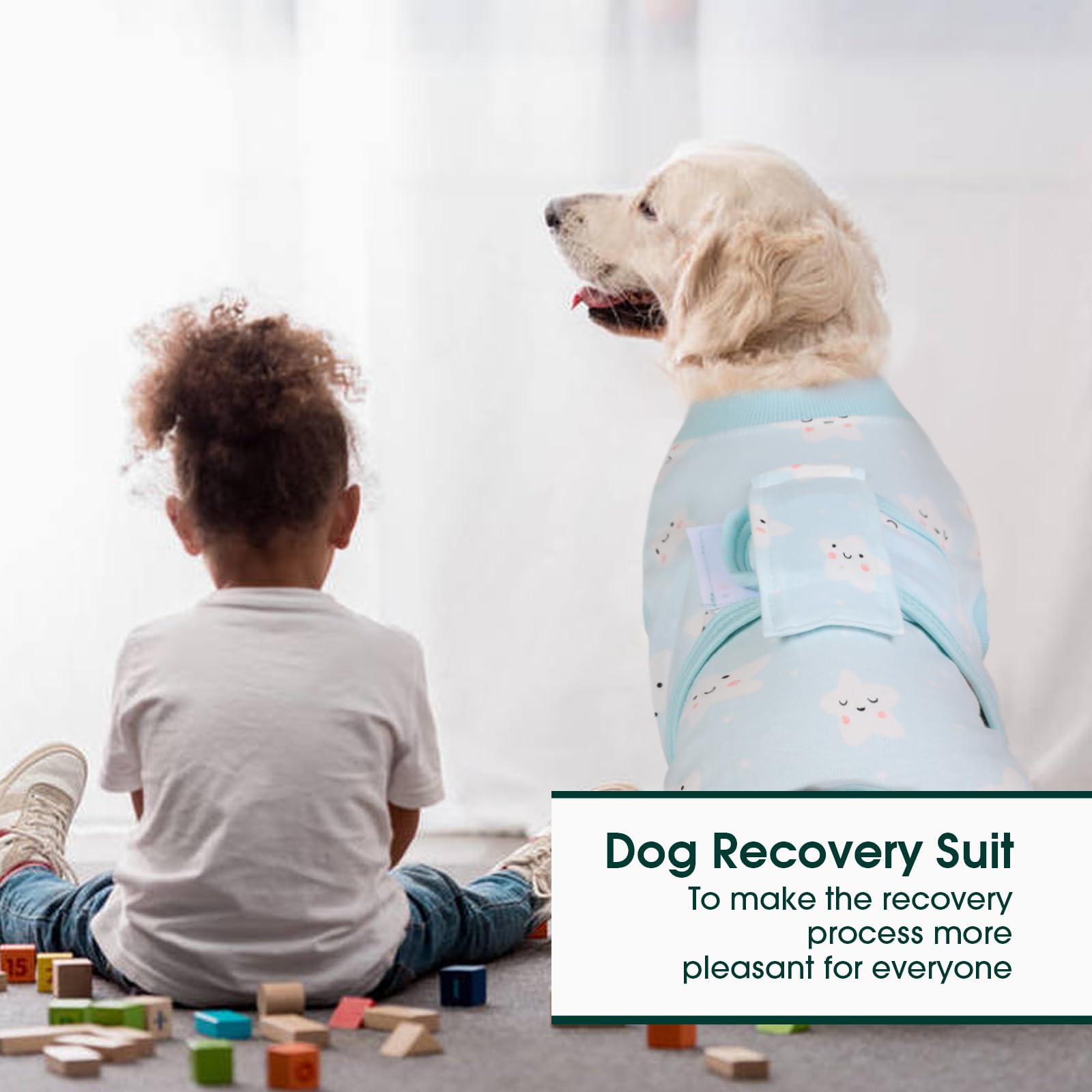 Kuoser Recovery Suit cone-alternative demonstrates versatile post-surgery wear