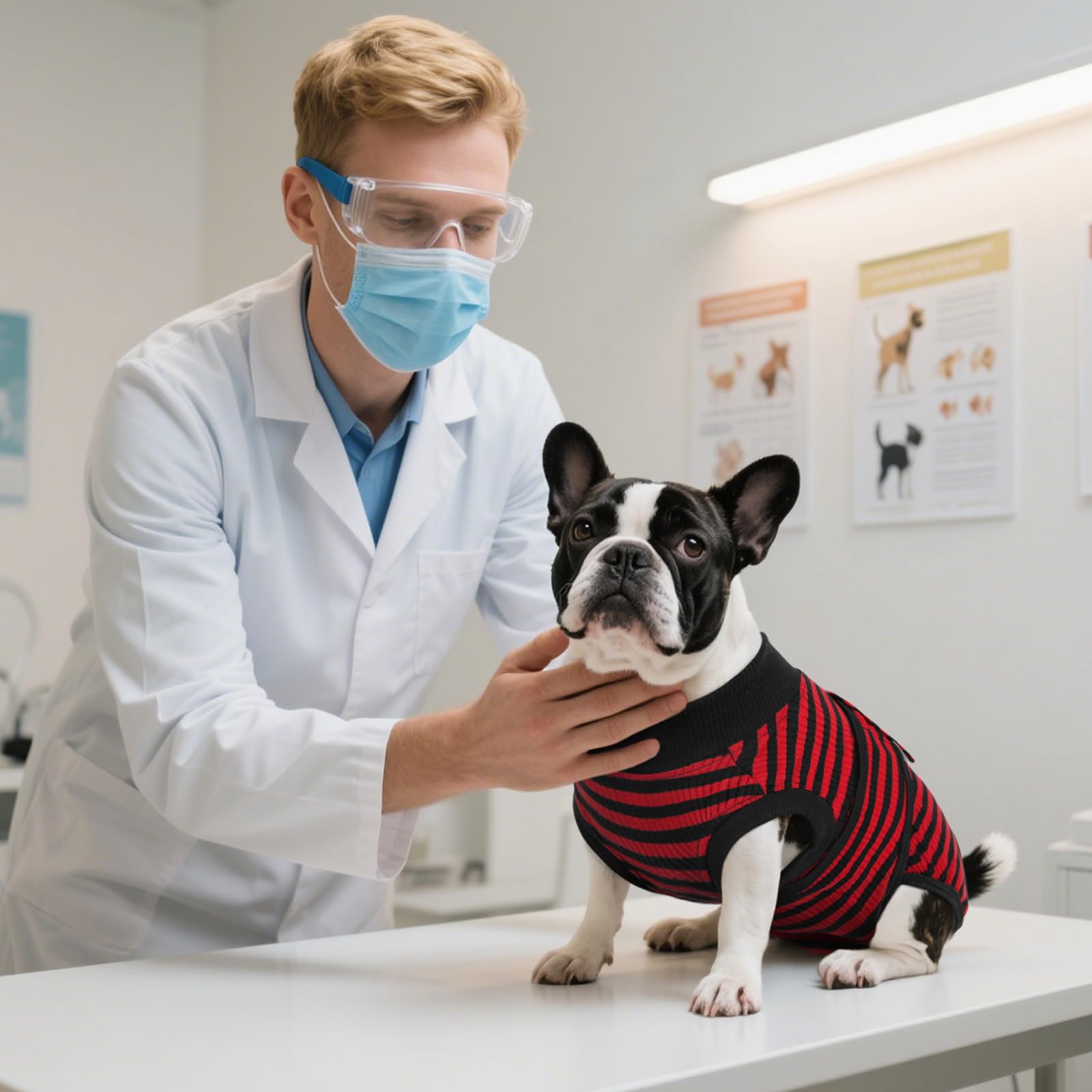 Kuoser recovery suit dog in use captures real-life wearing for healing.