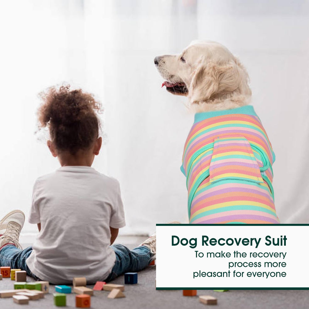 Kuoser Recovery Suit size-guide explains XS–XXL fit, including cat-friendly XS/S options.