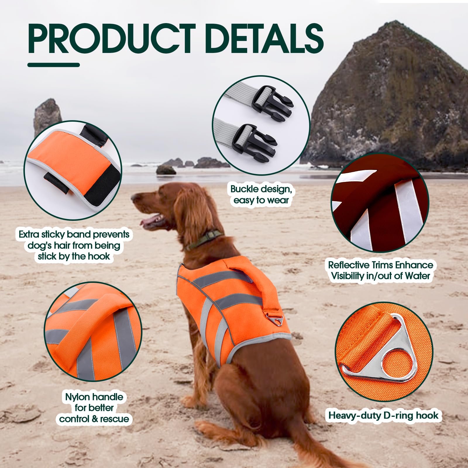 Kuoser life jacket reflective band highlights visibility during dawn or dusk.