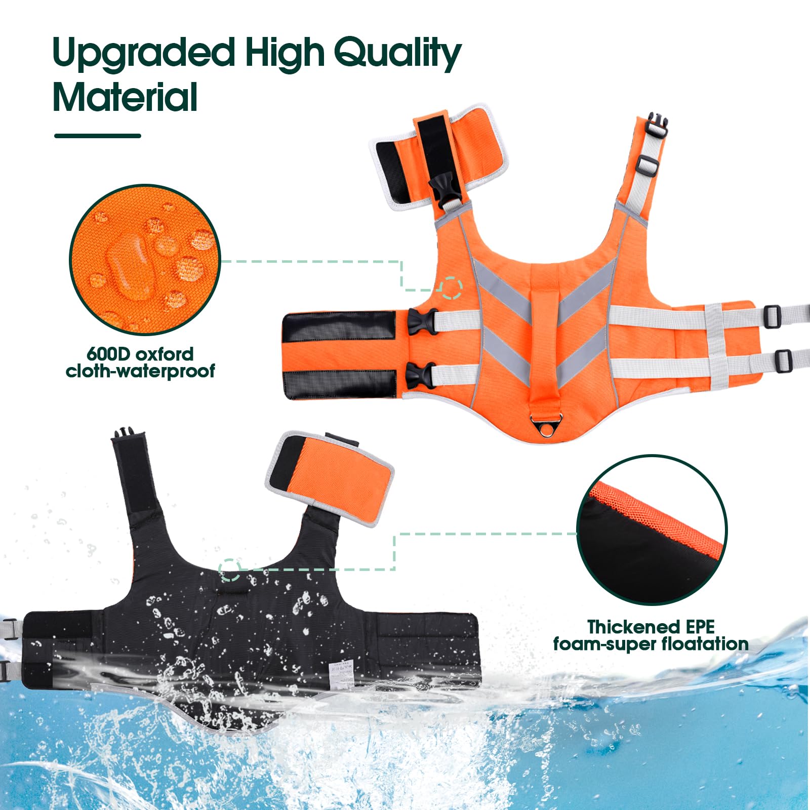 Kuoser Reflective Life Jacket side fit emphasizes freedom of movement on land.