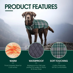 Kuoser reversible dog coat inner fleece lining adds extra warmth