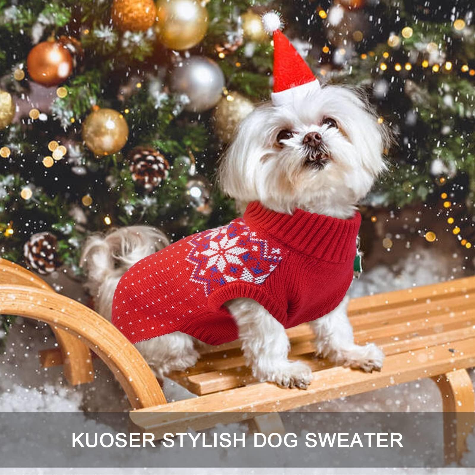 Kuoser size XS to XL range fits small to large dogs for comfortable holiday wear.