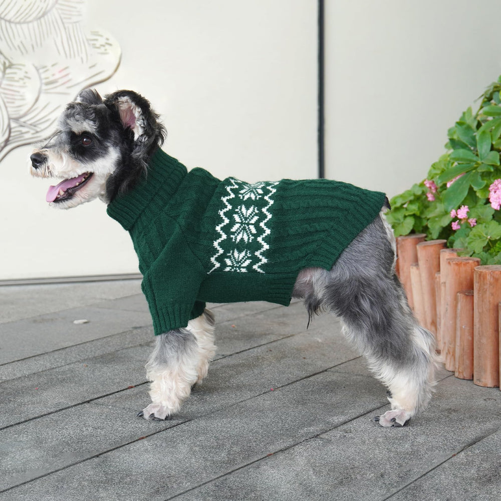 Kuoser Small Dog Sweater Green S size chart helps find the perfect fit.