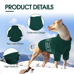 Kuoser Small Dog Sweater Green S turtleneck keeps warmth without overheating.
