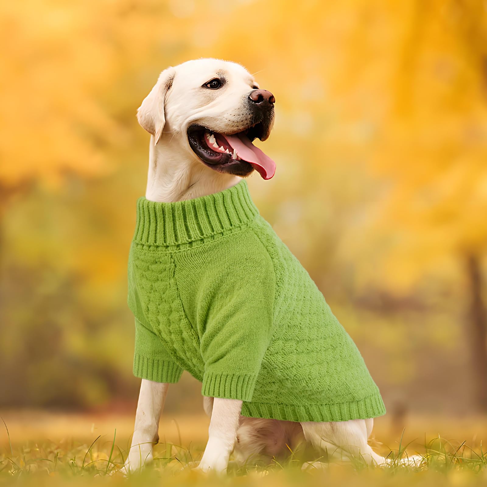 Kuoser suéter navideño para perro grande, verde y festivo.