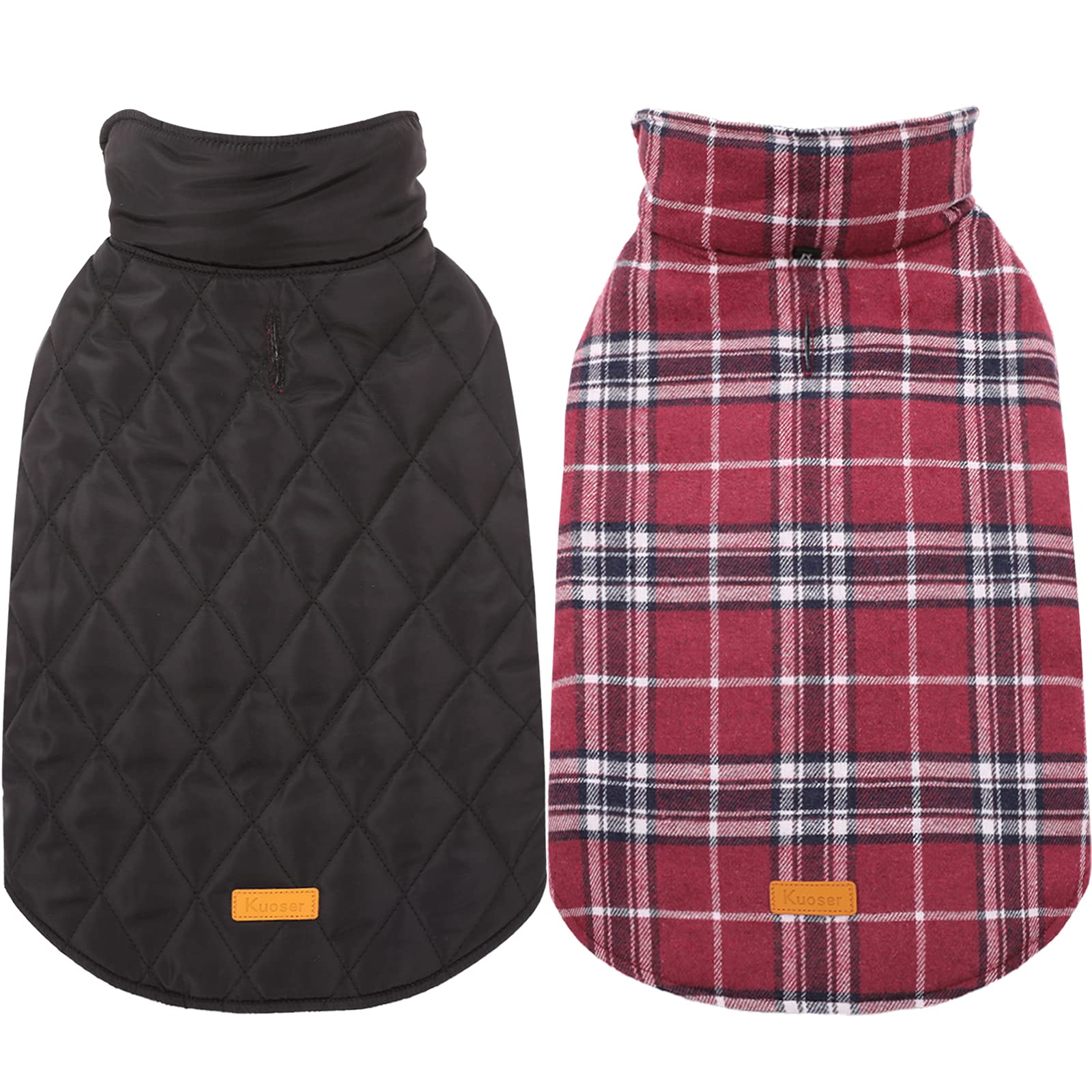Kuoser warm dog coat front view shows windproof warmth for winter walks.
