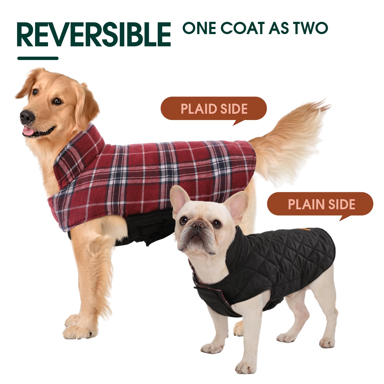 Kuoser warm dog coat leash hole design enables safe leash attachment.