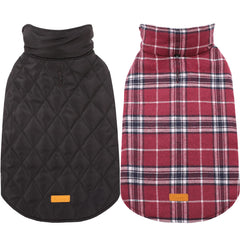 Kuoser warm dog coat red XS front view with cozy fleece lining for cold-weather walks.
