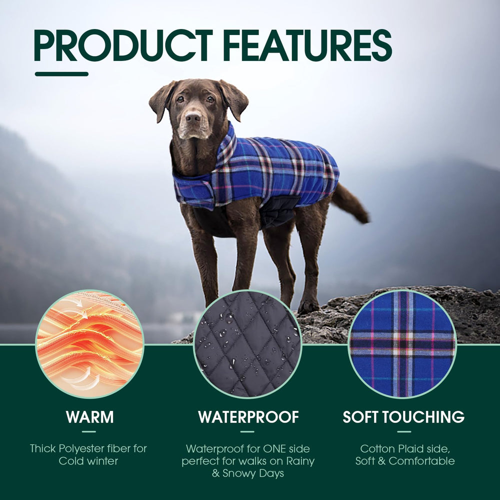 Kuoser Warm Dog Coat reversible-closure demonstrates versatile styling options