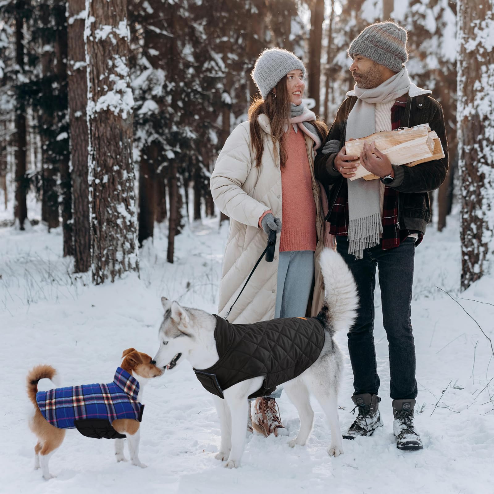 Kuoser Warm Dog Coat size range displayed for a precise fit across breeds