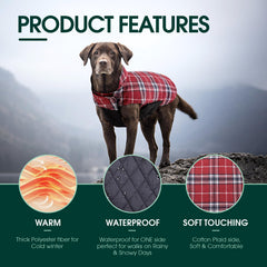 Kuoser warm dog coat waterproof texture demonstrates weatherproof protection during rainy strolls.