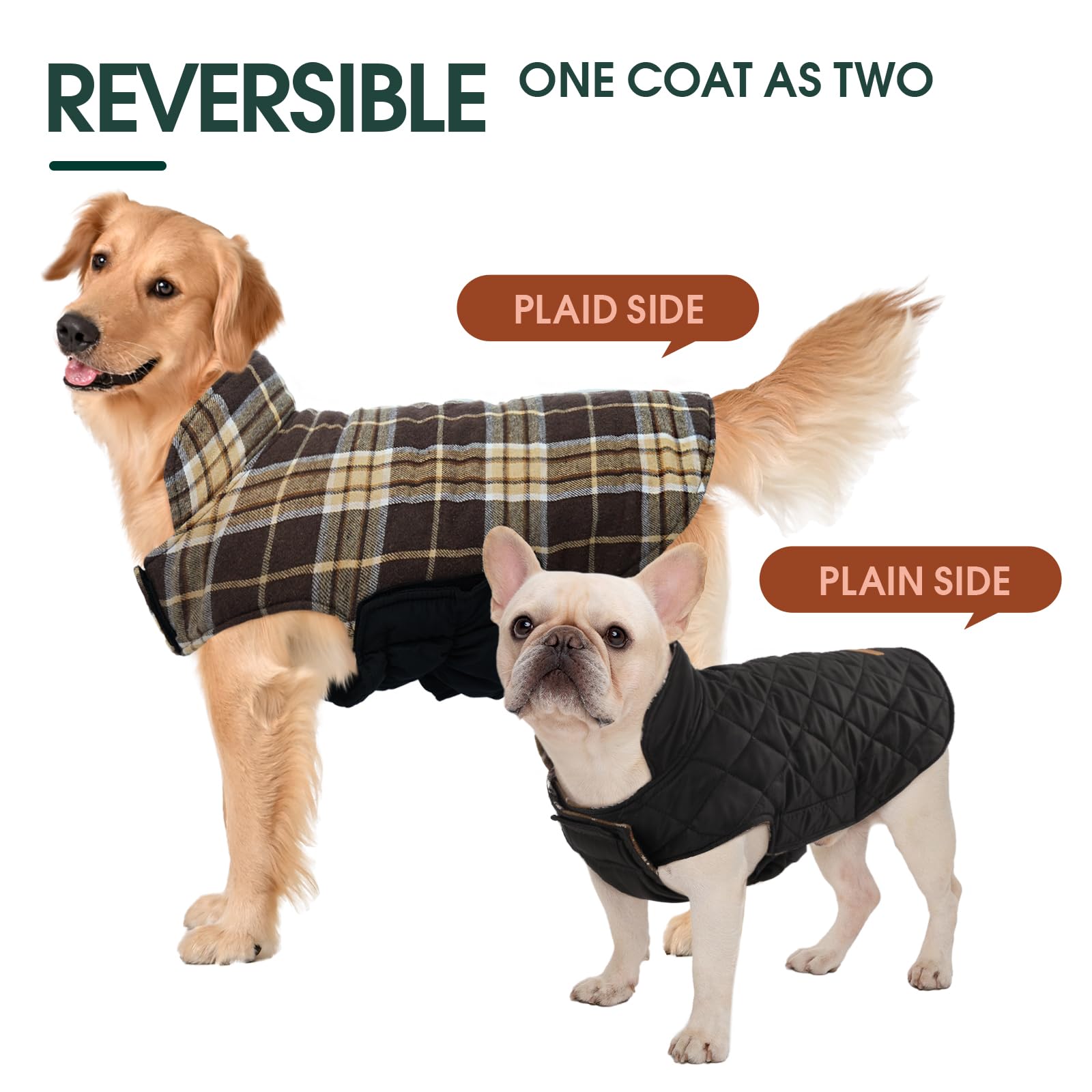 Kuoser coat back with leash hole for easy harness connections on walks