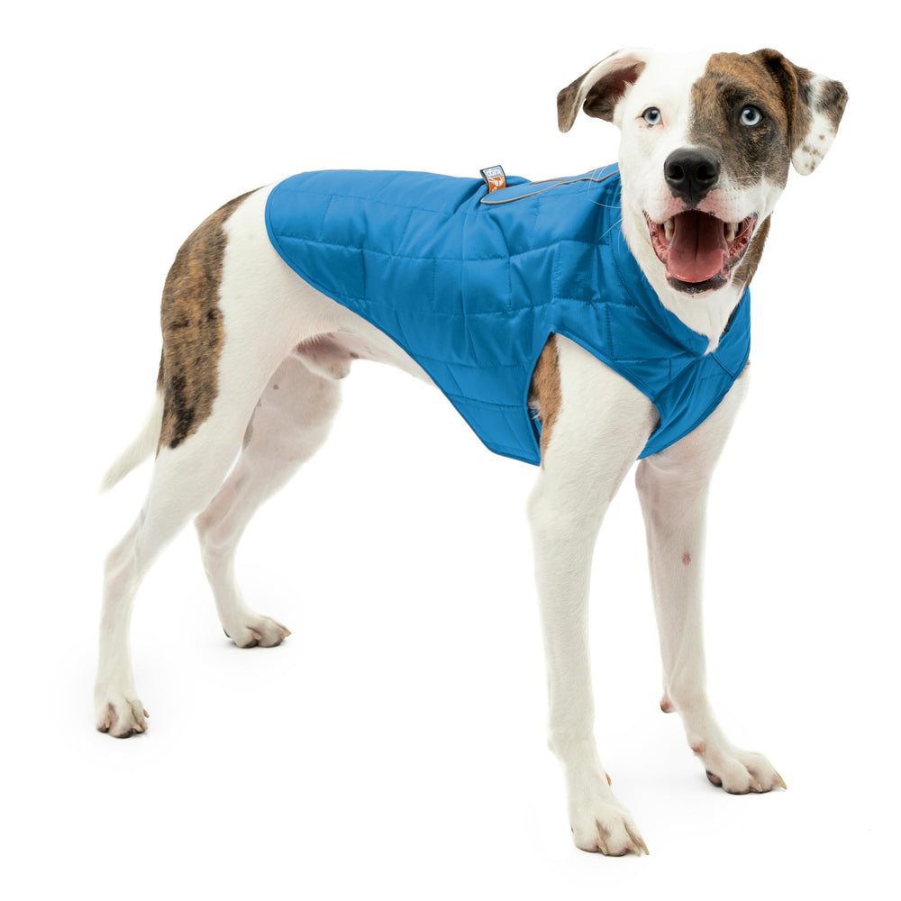 Kurgo Loft Dog Jacket coastal blue front view for weather ready warmth during walks