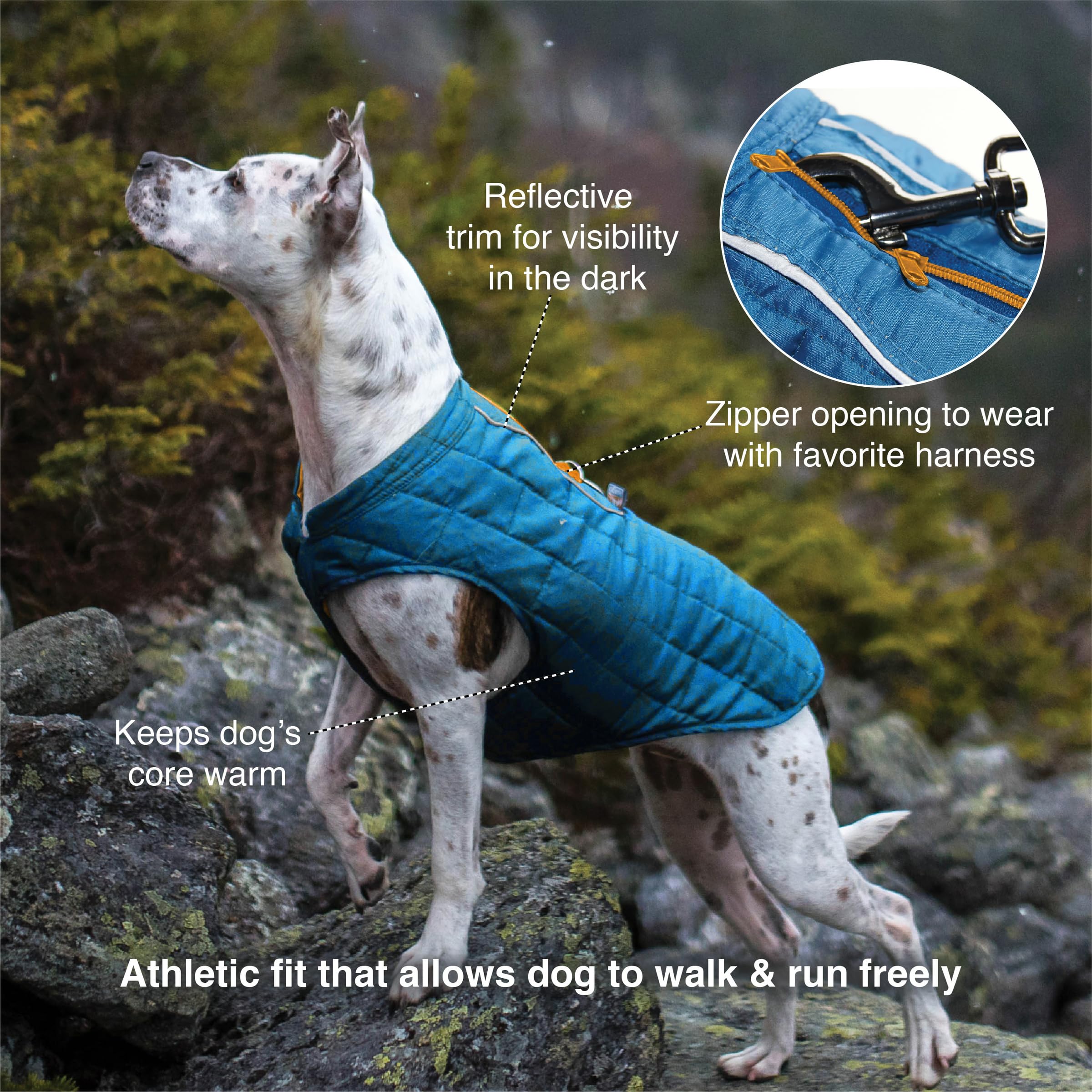 Kurgo Loft Dog Jacket reversible design side view shows two color options