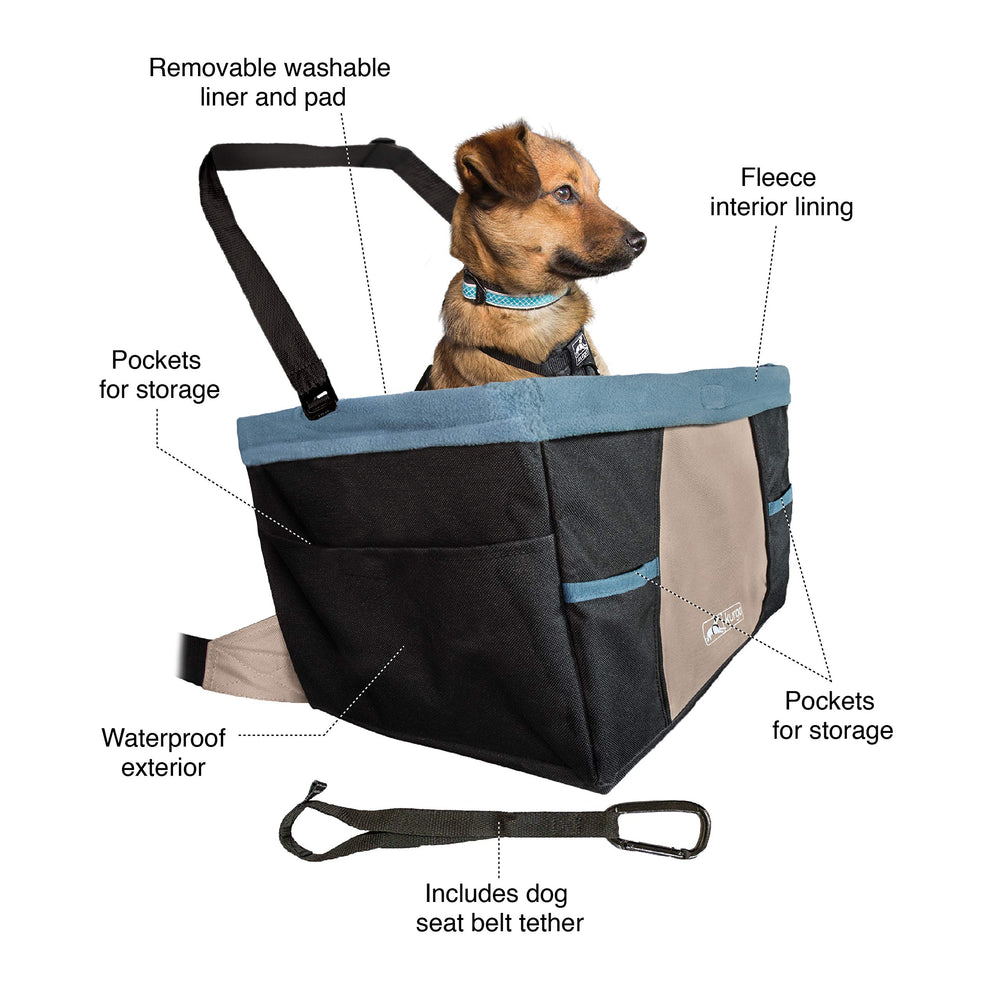 Kurgo Rover Dog Booster Seat with harness tether keeps dogs secure and minimizes driver distraction