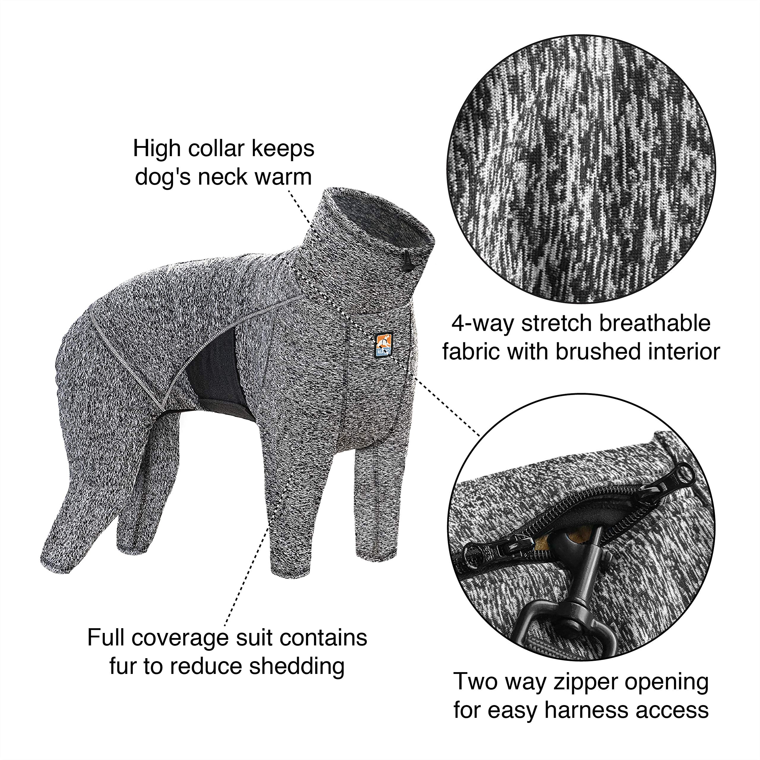Kurgo Stowe Base Layer dual-zip design enables quick dressing and harness access.