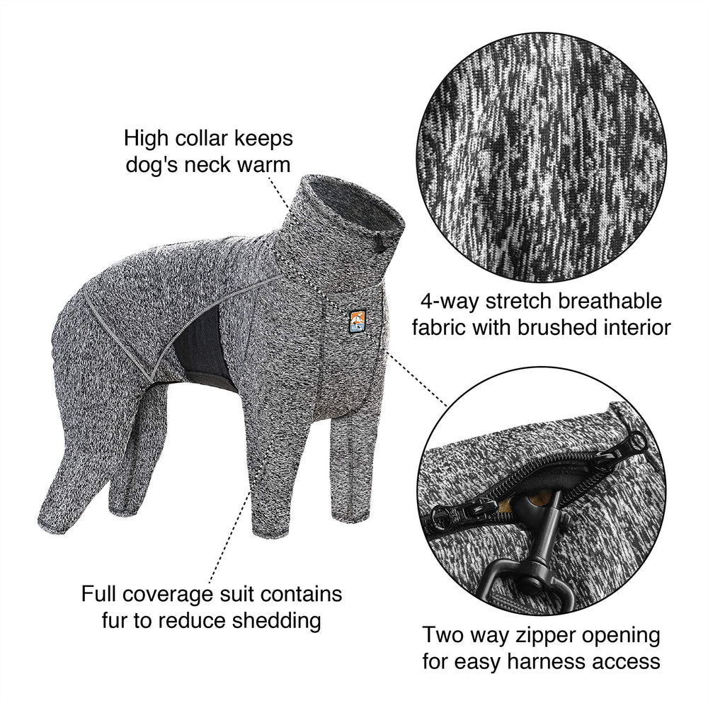 Kurgo Stowe Base Layer dual-zip design enables quick dressing and harness access.