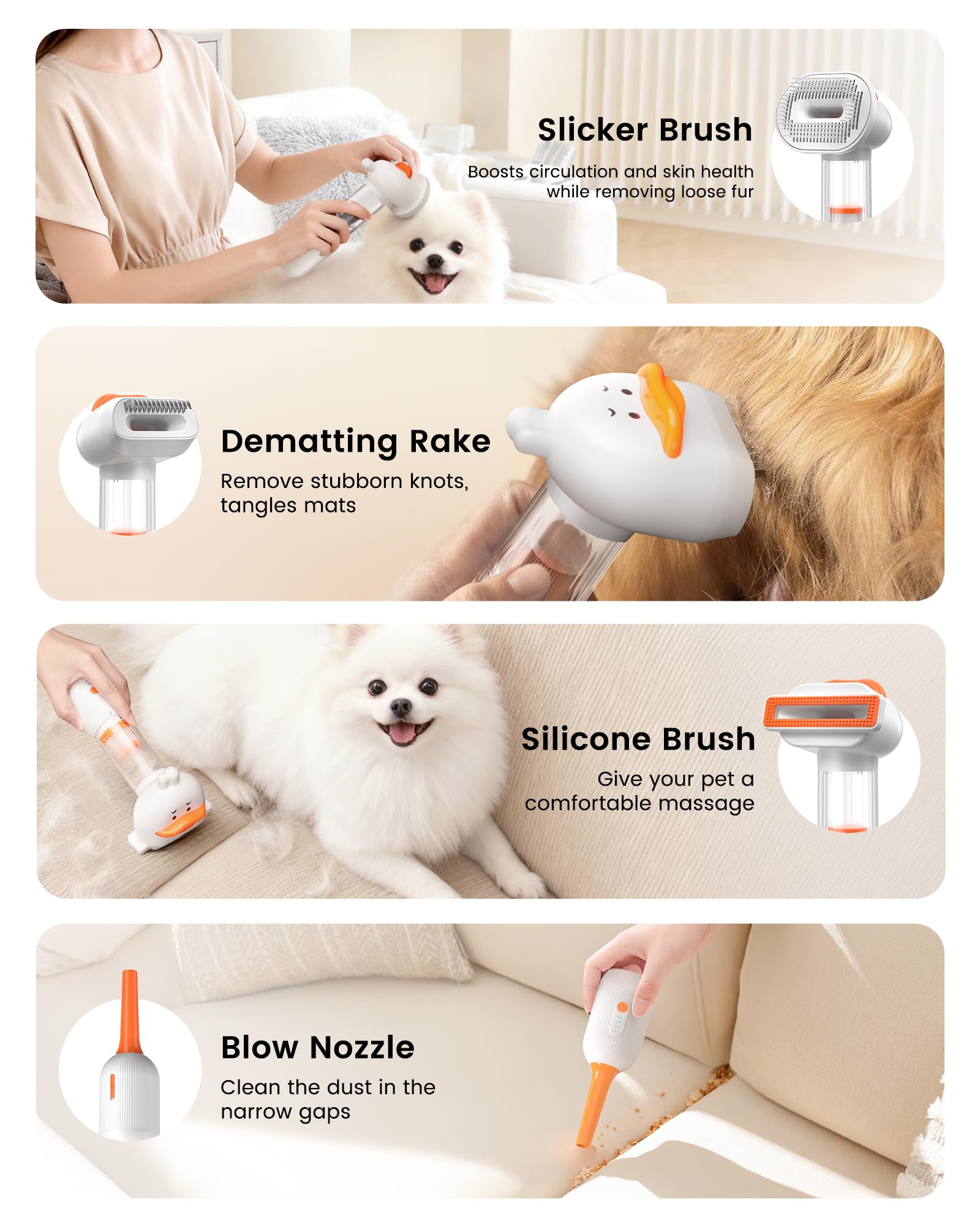 Kurtmark 4-in-1 grooming kit components for deshedding and styling