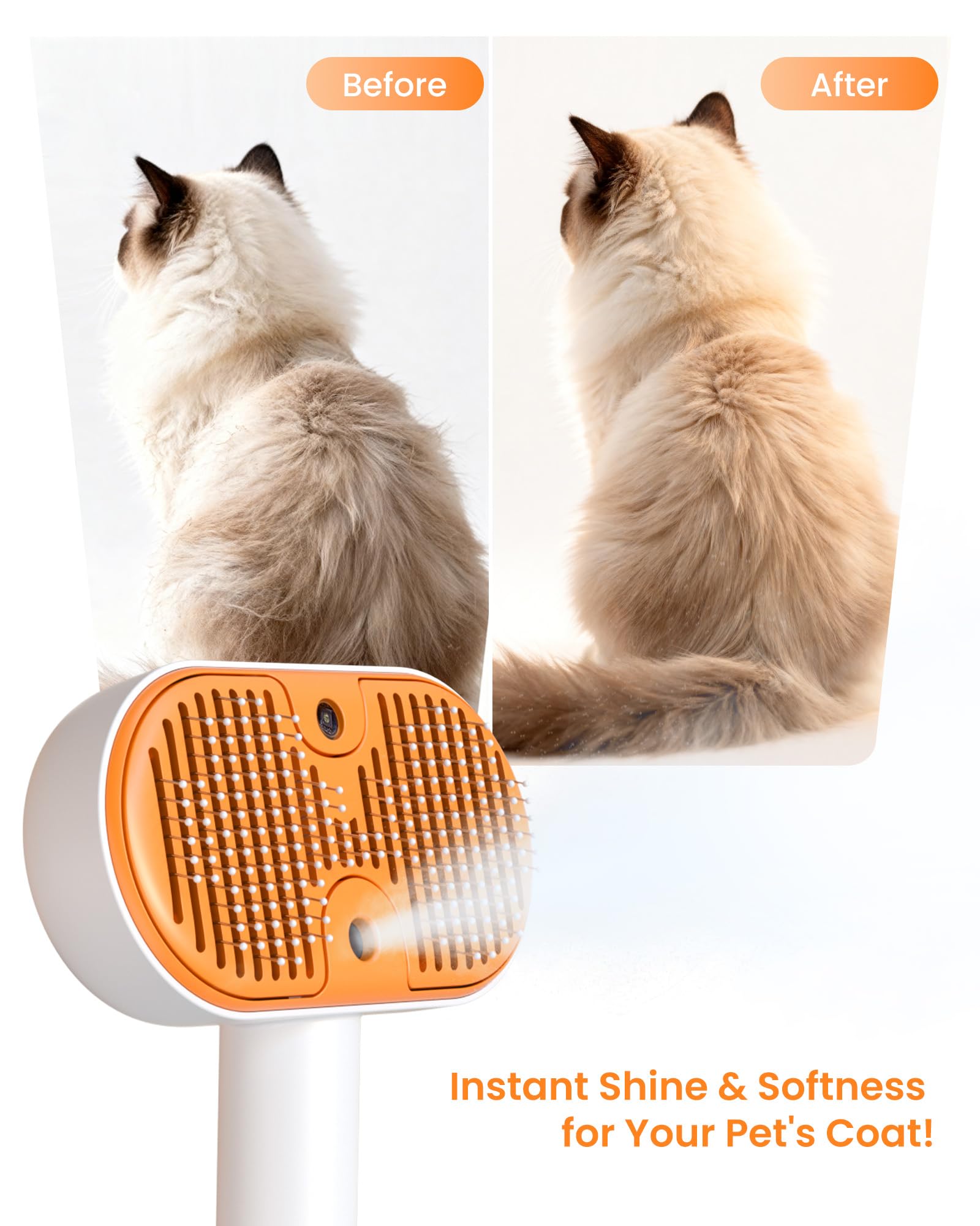 Kurtmark Cat Steam Brush grooming demo demonstrates deshedding and massage.