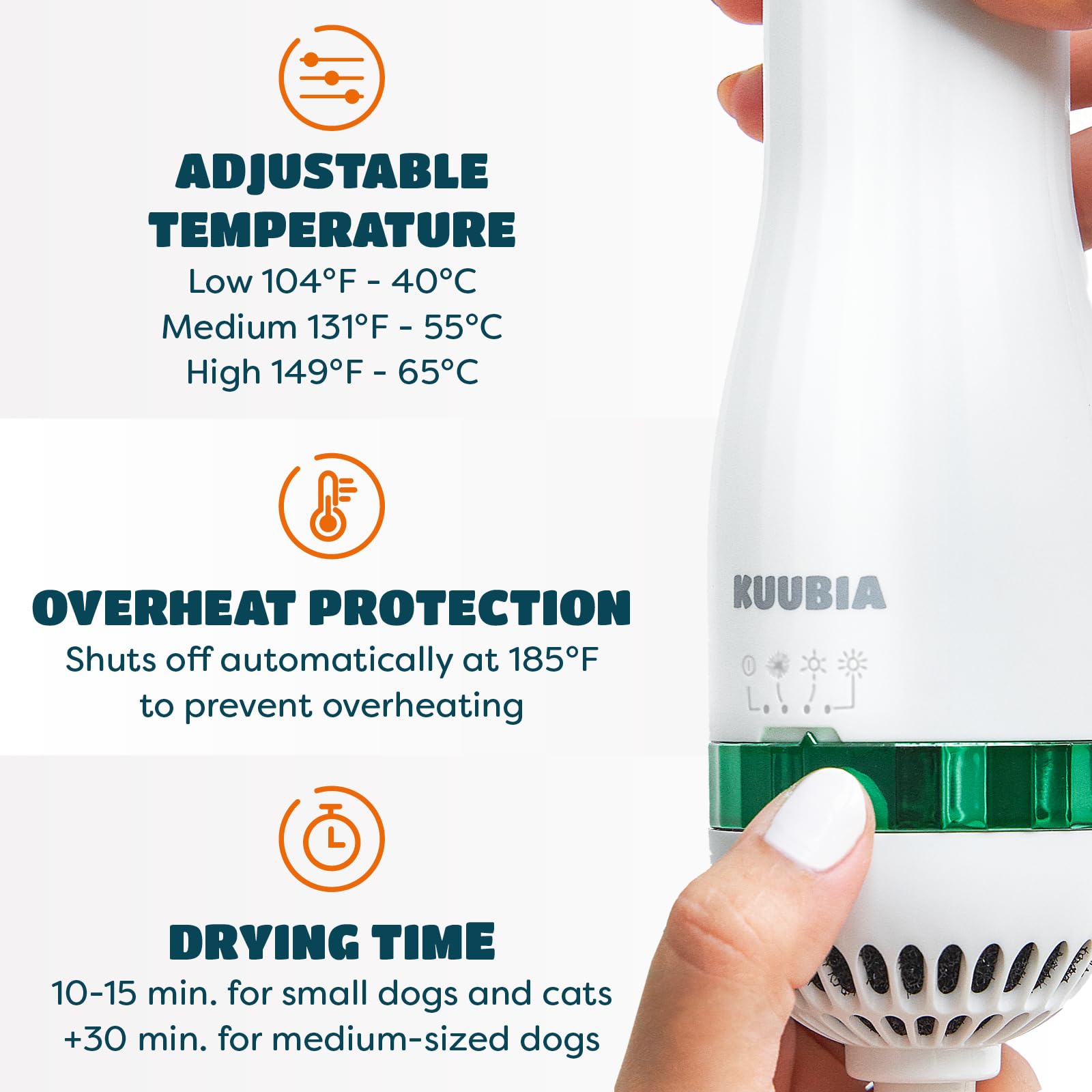 KUUBIA self-cleaning slicker brush with soft pins for gentle undercoat access