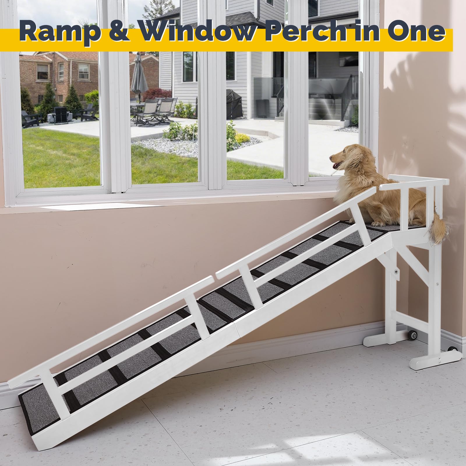 KUVETO dog ramp 74in length supports longer strides across furniture.