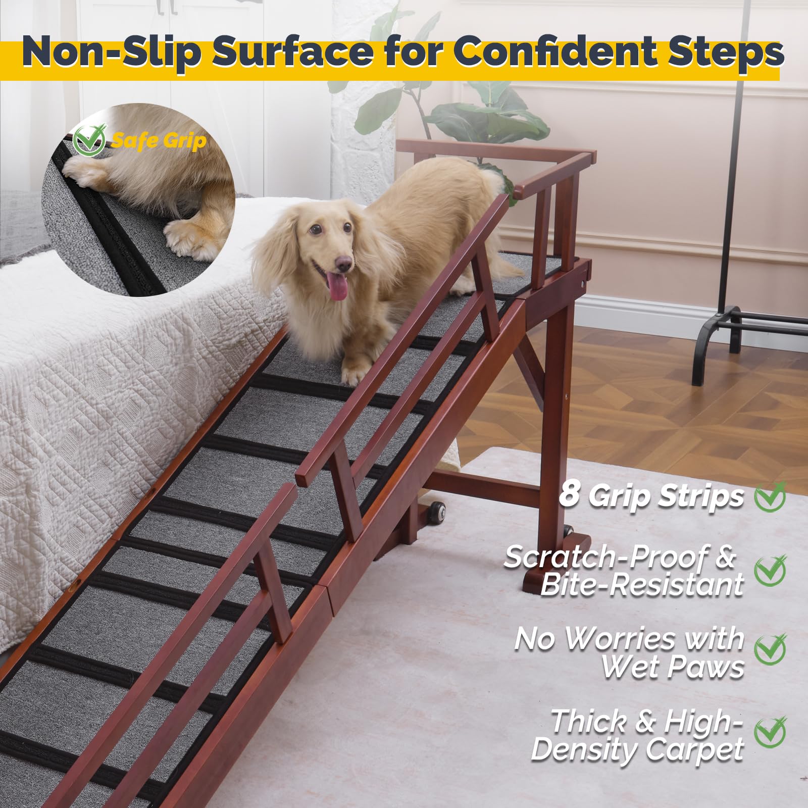KUVETO 74-inch length supports beds and couches with wide entry.