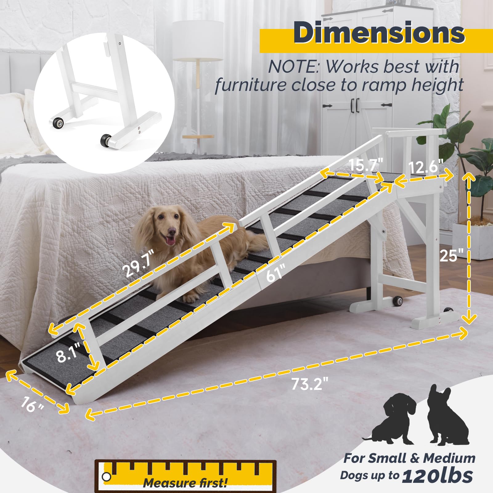 KUVETO dog ramp anti-slip surface keeps pets confident on every step.